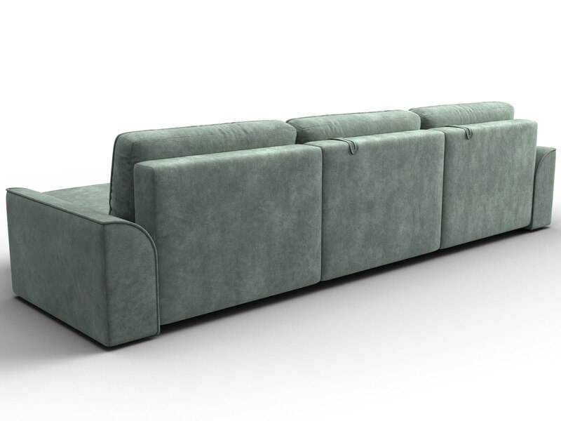 Диван угловой Лига-048 НПБ лонг, Велюр, BRUT 08 зеленый