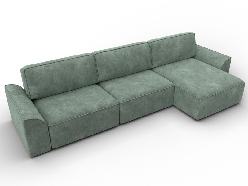 Диван угловой Лига-048 НПБ лонг, Велюр, BRUT 08 зеленый