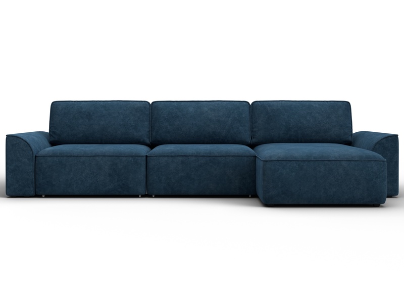 Диван угловой Лига-048 НПБ лонг, Велюр, BRUT 11 синий