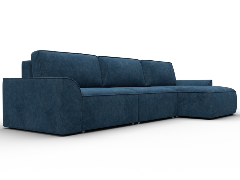 Диван угловой Лига-048 НПБ лонг, Велюр, BRUT 11 синий