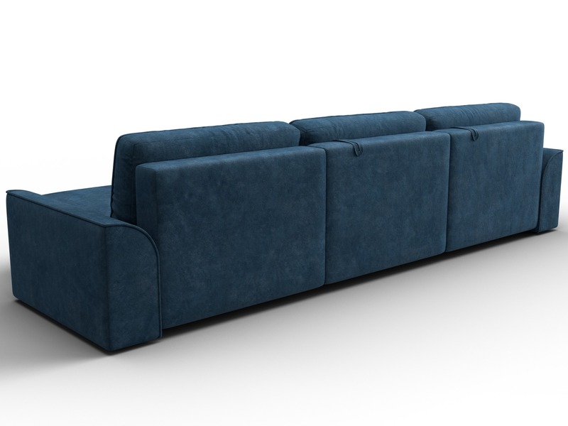 Диван угловой Лига-048 НПБ лонг, Велюр, BRUT 11 синий