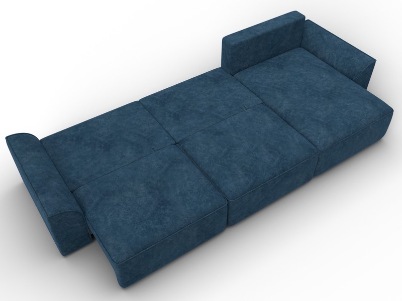 Диван угловой Лига-048 НПБ лонг, Велюр, BRUT 11 синий