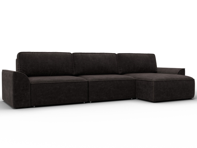 Диван угловой Лига-048 НПБ лонг, Велюр, BRUT 17 коричневый