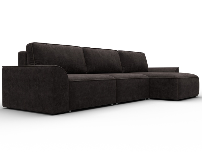 Диван угловой Лига-048 НПБ лонг, Велюр, BRUT 17 коричневый