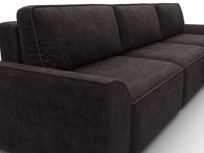 Диван угловой Лига-048 НПБ лонг, Велюр, BRUT 17 коричневый
