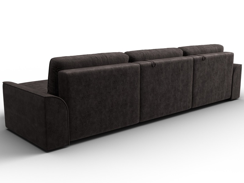 Диван угловой Лига-048 НПБ лонг, Велюр, BRUT 17 коричневый