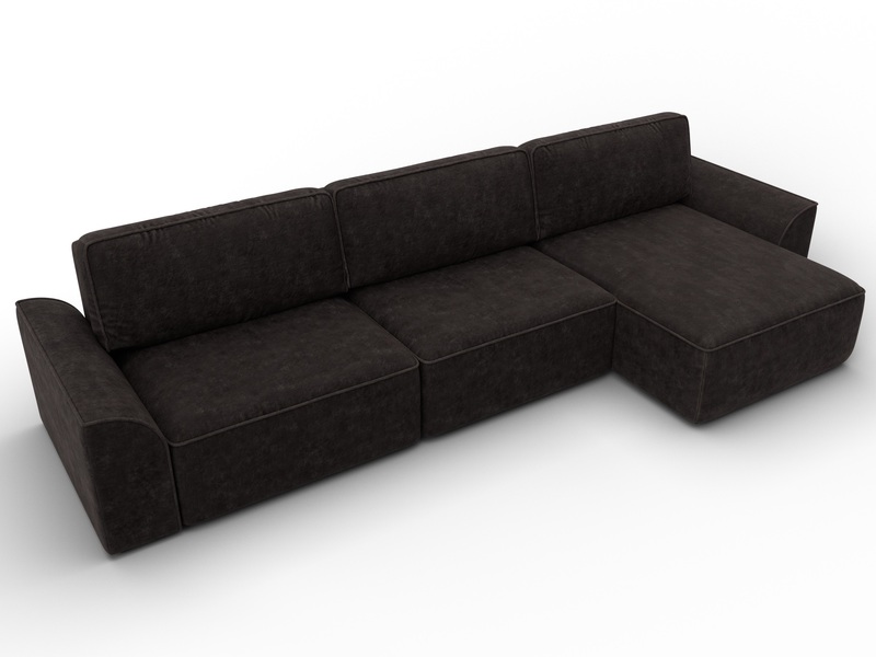 Диван угловой Лига-048 НПБ лонг, Велюр, BRUT 17 коричневый