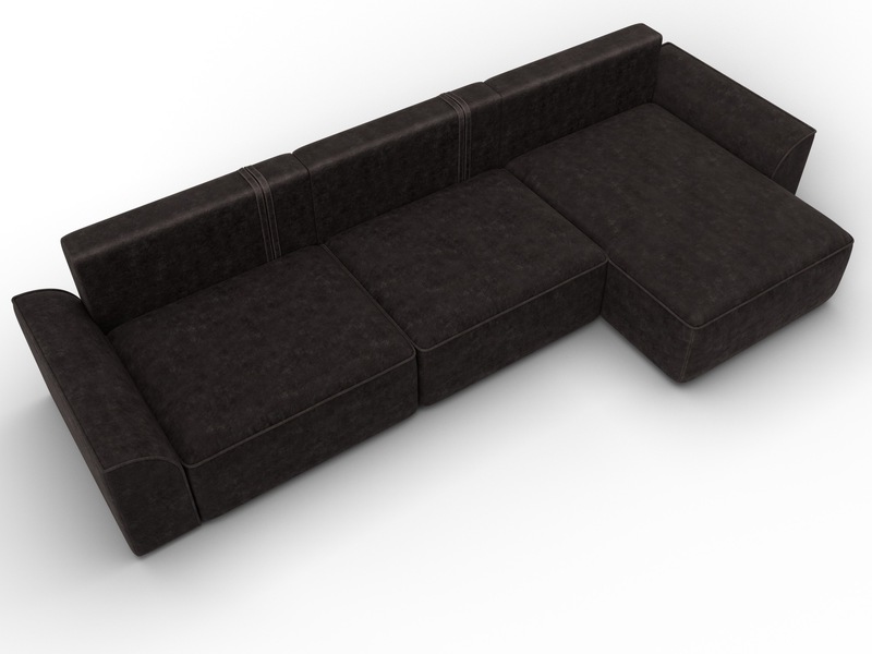 Диван угловой Лига-048 НПБ лонг, Велюр, BRUT 17 коричневый