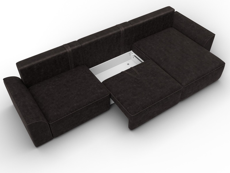 Диван угловой Лига-048 НПБ лонг, Велюр, BRUT 17 коричневый