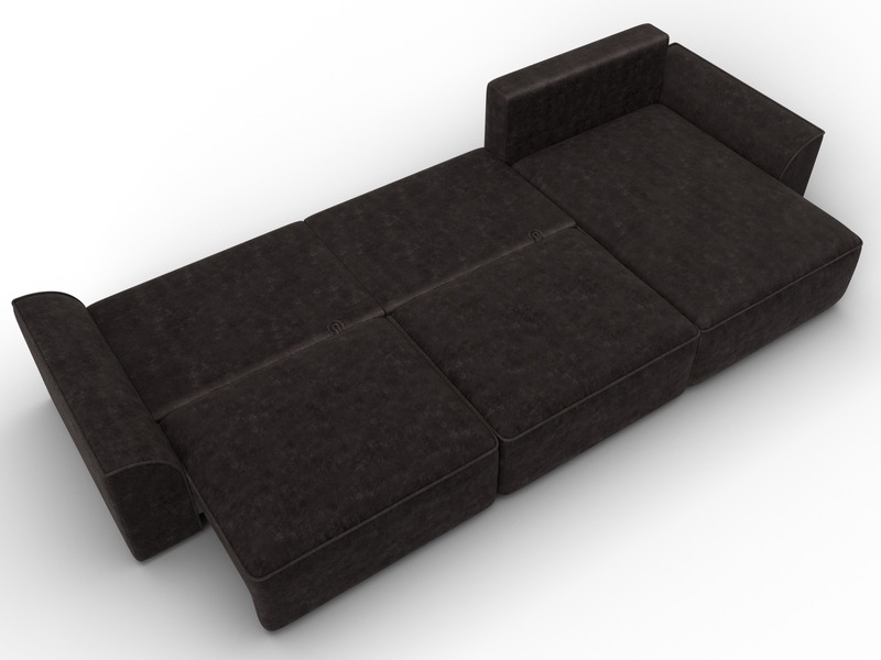 Диван угловой Лига-048 НПБ лонг, Велюр, BRUT 17 коричневый