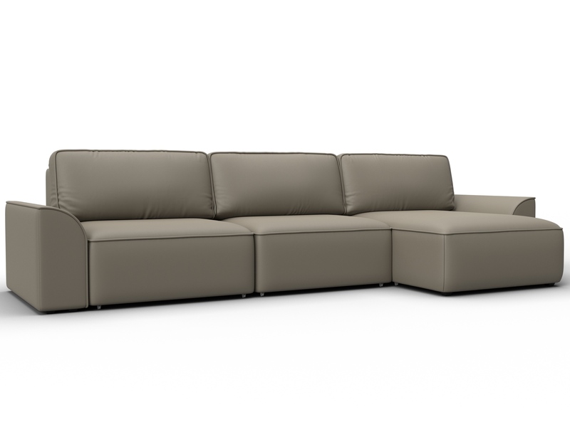 Диван угловой Лига-048 НПБ лонг, Экокожа, GRIFON 04 бежевый