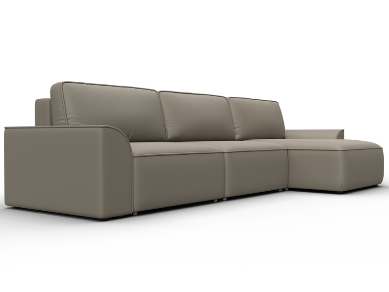 Диван угловой Лига-048 НПБ лонг, Экокожа, GRIFON 04 бежевый