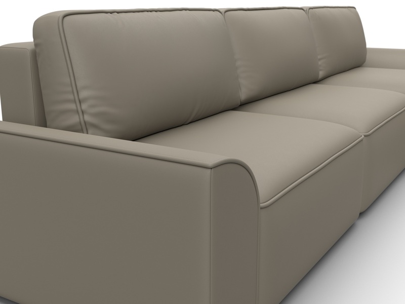 Диван угловой Лига-048 НПБ лонг, Экокожа, GRIFON 04 бежевый