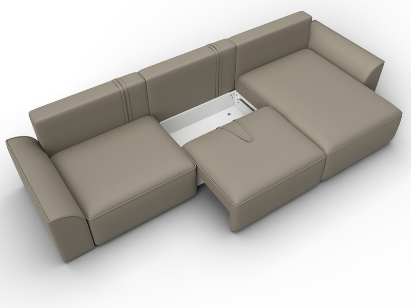 Диван угловой Лига-048 НПБ лонг, Экокожа, GRIFON 04 бежевый