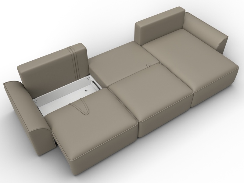 Диван угловой Лига-048 НПБ лонг, Экокожа, GRIFON 04 бежевый