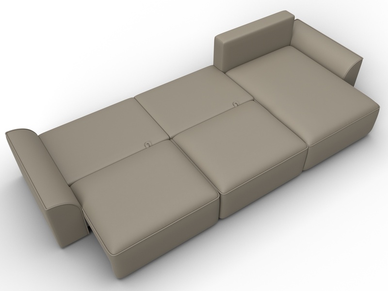 Диван угловой Лига-048 НПБ лонг, Экокожа, GRIFON 04 бежевый