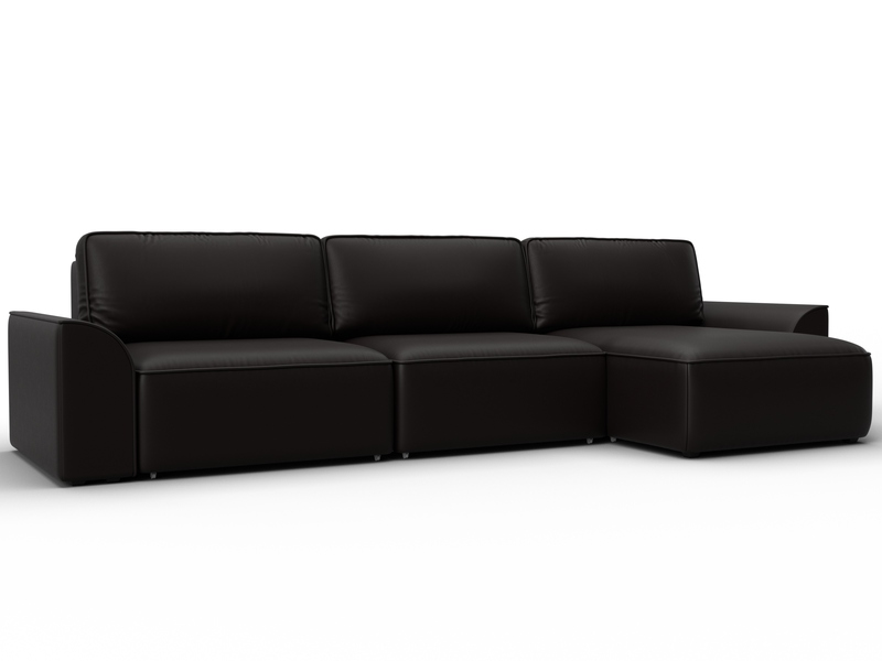 Диван угловой Лига-048 НПБ лонг, Экокожа, GRIFON 12 коричневый