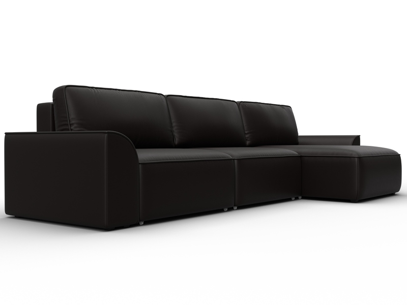 Диван угловой Лига-048 НПБ лонг, Экокожа, GRIFON 12 коричневый