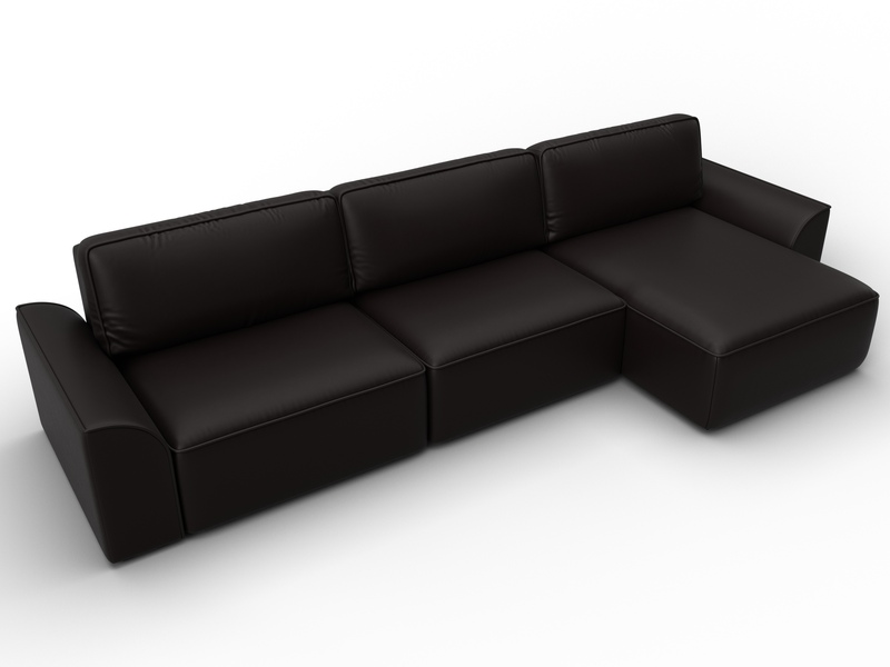 Диван угловой Лига-048 НПБ лонг, Экокожа, GRIFON 12 коричневый