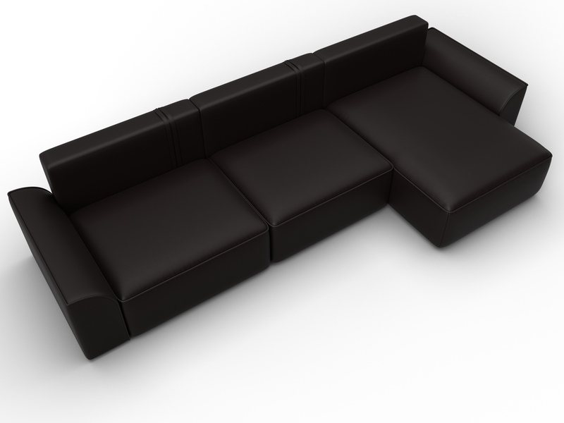 Диван угловой Лига-048 НПБ лонг, Экокожа, GRIFON 12 коричневый