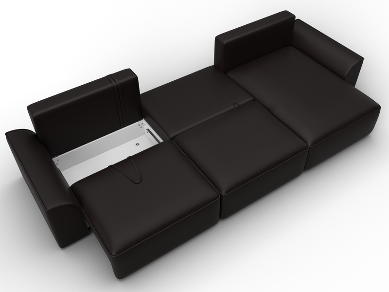 Диван угловой Лига-048 НПБ лонг, Экокожа, GRIFON 12 коричневый