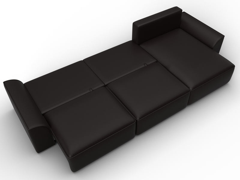 Диван угловой Лига-048 НПБ лонг, Экокожа, GRIFON 12 коричневый