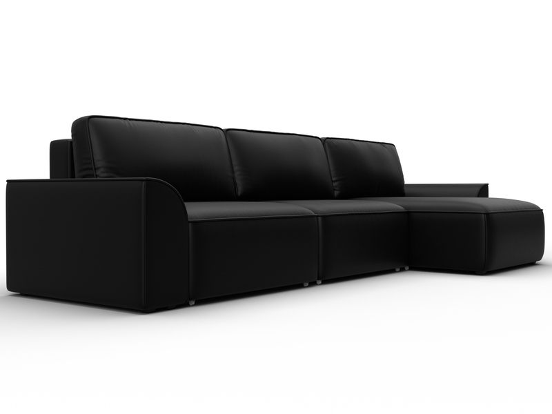 Диван угловой Лига-048 НПБ лонг, Экокожа, GRIFON 18 черный