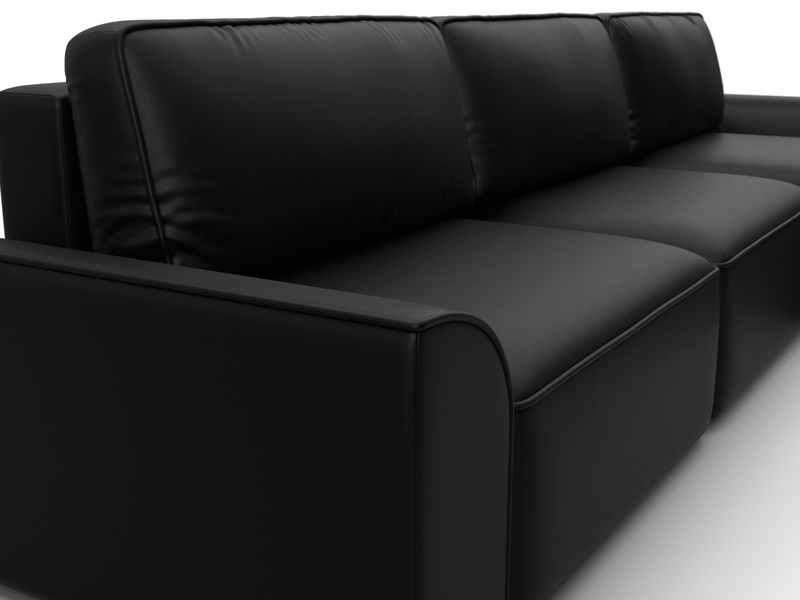 Диван угловой Лига-048 НПБ лонг, Экокожа, GRIFON 18 черный