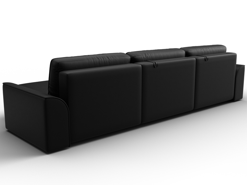 Диван угловой Лига-048 НПБ лонг, Экокожа, GRIFON 18 черный