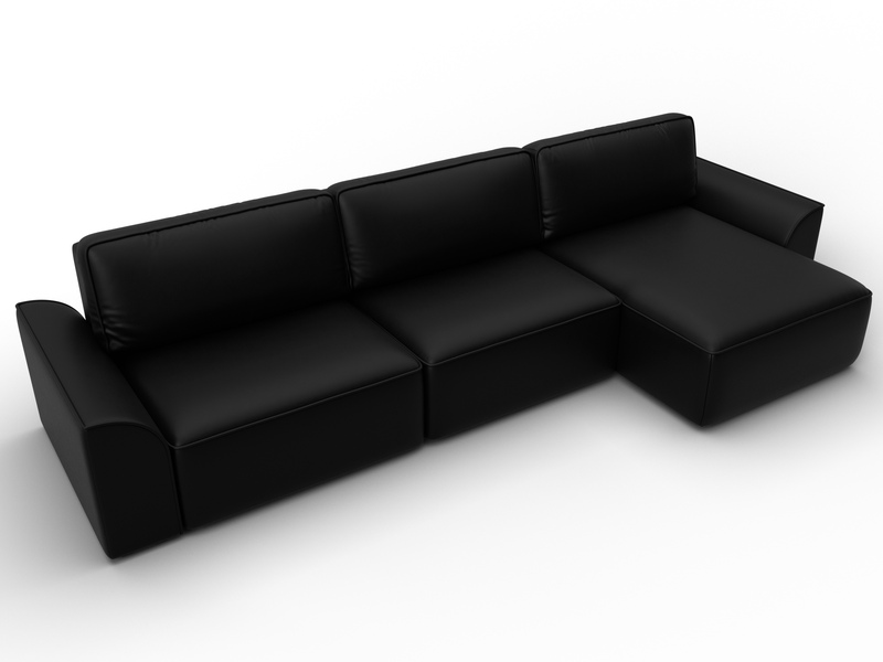 Диван угловой Лига-048 НПБ лонг, Экокожа, GRIFON 18 черный