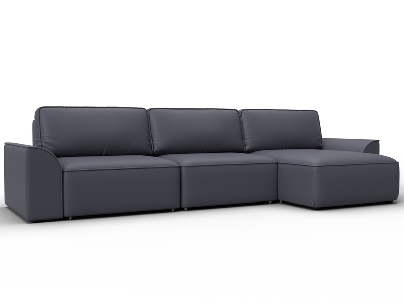 Диван угловой Лига-048 НПБ лонг, Экокожа, GRIFON 15 серый