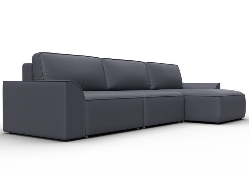 Диван угловой Лига-048 НПБ лонг, Экокожа, GRIFON 15 серый