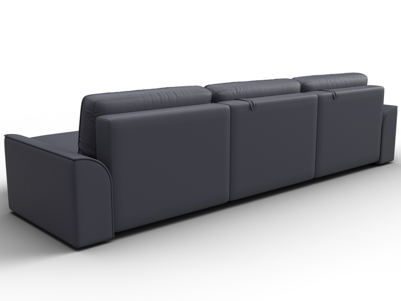 Диван угловой Лига-048 НПБ лонг, Экокожа, GRIFON 15 серый