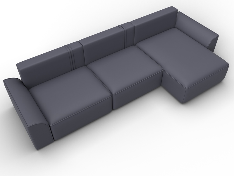 Диван угловой Лига-048 НПБ лонг, Экокожа, GRIFON 15 серый