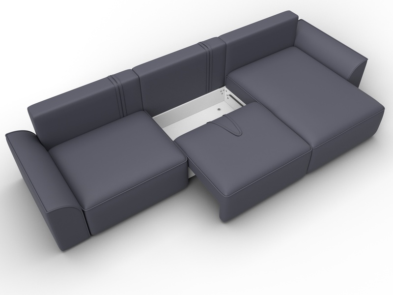 Диван угловой Лига-048 НПБ лонг, Экокожа, GRIFON 15 серый