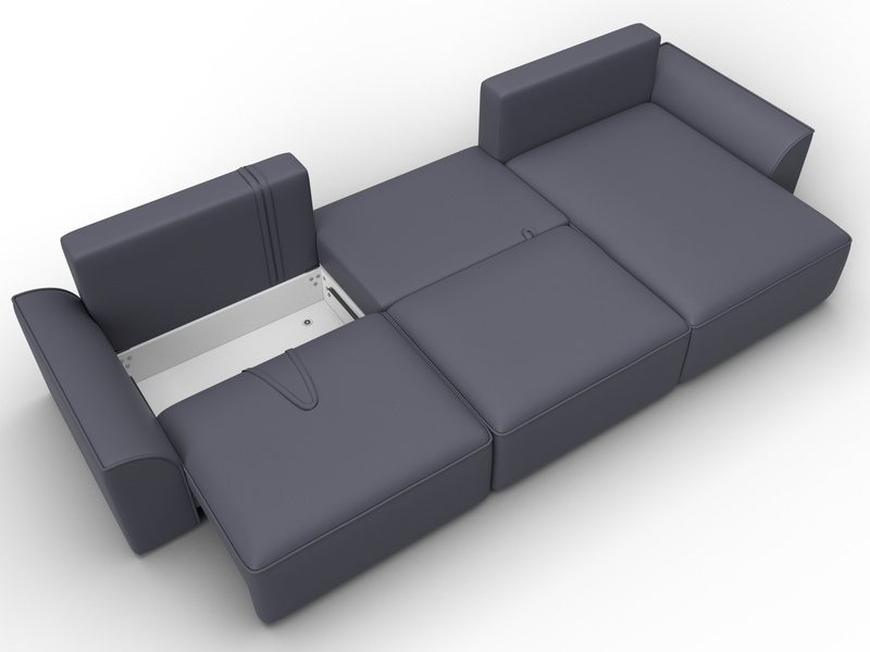 Диван угловой Лига-048 НПБ лонг, Экокожа, GRIFON 15 серый