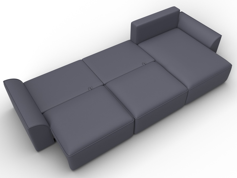 Диван угловой Лига-048 НПБ лонг, Экокожа, GRIFON 15 серый