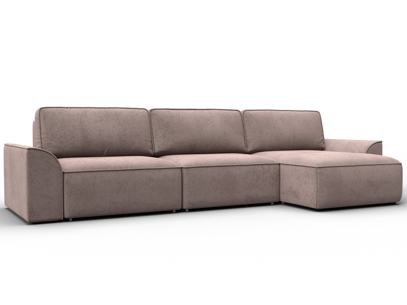 Диван угловой Лига-048 НПБ лонг, Велюр, TOWER 05 бежевый