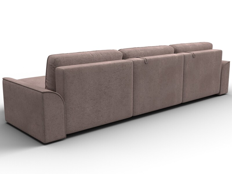 Диван угловой Лига-048 НПБ лонг, Велюр, TOWER 05 бежевый