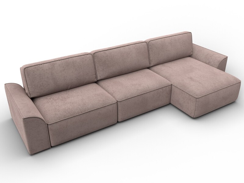 Диван угловой Лига-048 НПБ лонг, Велюр, TOWER 05 бежевый