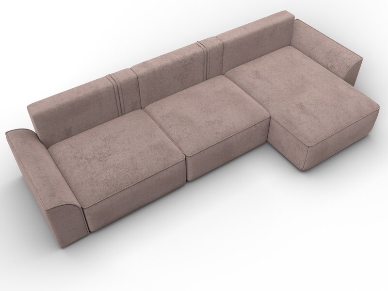 Диван угловой Лига-048 НПБ лонг, Велюр, TOWER 05 бежевый