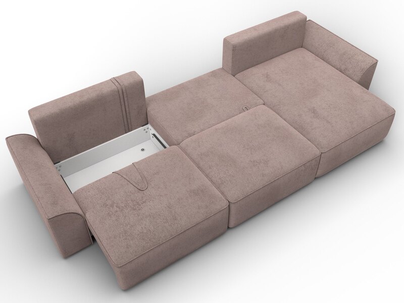 Диван угловой Лига-048 НПБ лонг, Велюр, TOWER 05 бежевый