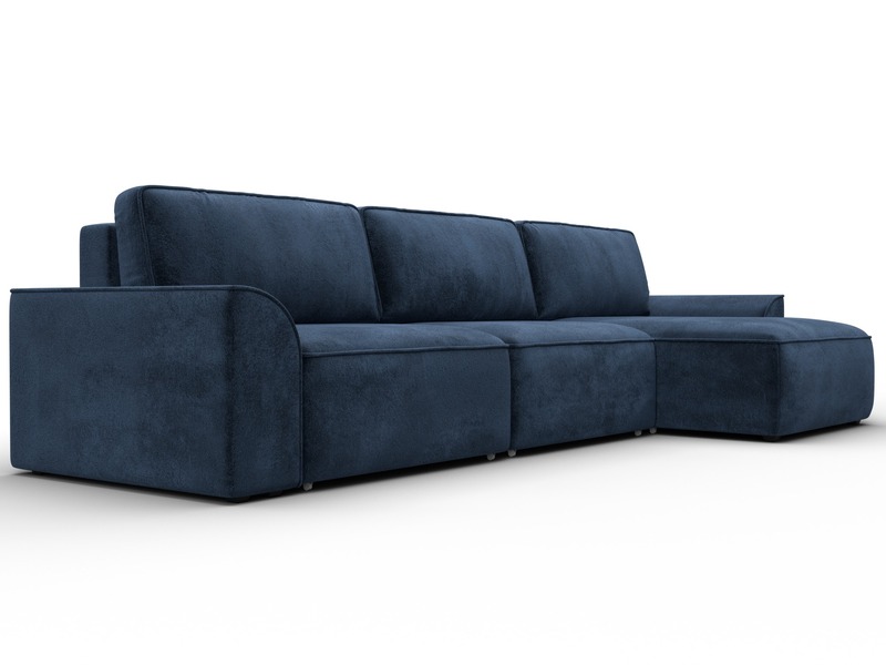 Диван угловой Лига-048 НПБ лонг, Велюр, TOWER 13 синий