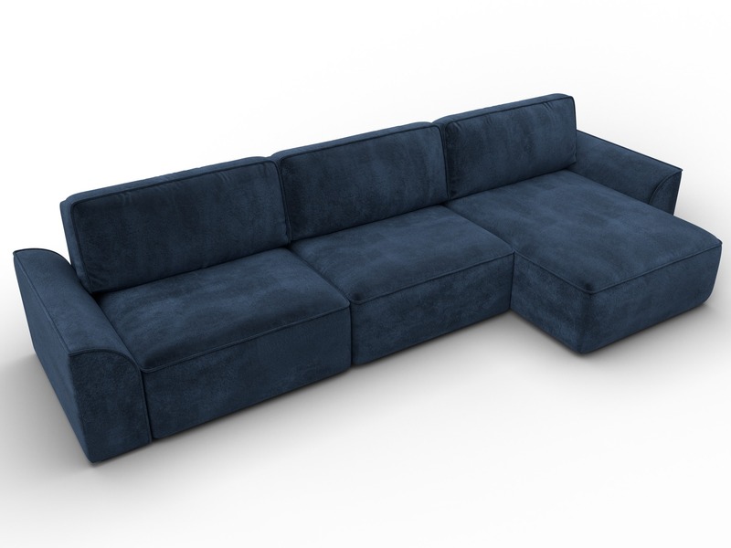 Диван угловой Лига-048 НПБ лонг, Велюр, TOWER 13 синий