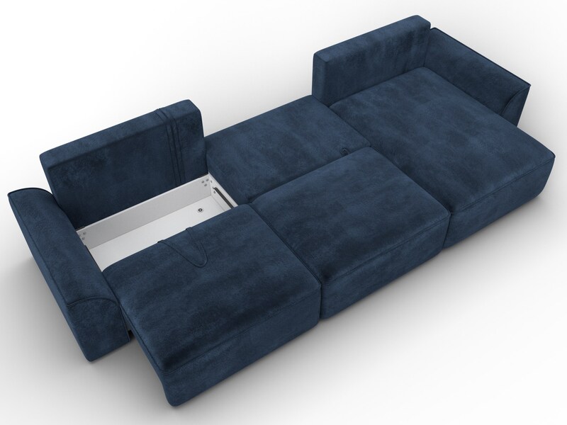 Диван угловой Лига-048 НПБ лонг, Велюр, TOWER 13 синий