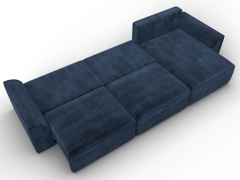 Диван угловой Лига-048 НПБ лонг, Велюр, TOWER 13 синий