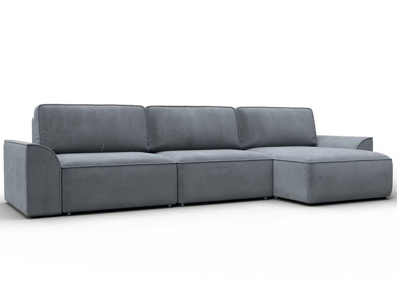 Диван угловой Лига-048 НПБ лонг, Велюр, TOWER 10 серый