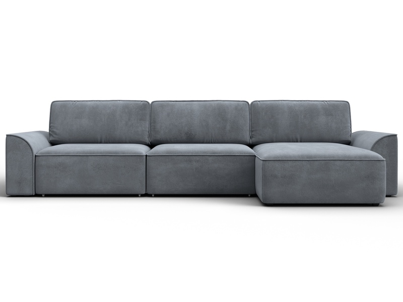 Диван угловой Лига-048 НПБ лонг, Велюр, TOWER 10 серый