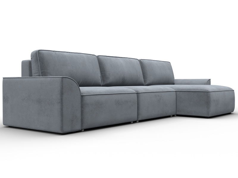 Диван угловой Лига-048 НПБ лонг, Велюр, TOWER 10 серый