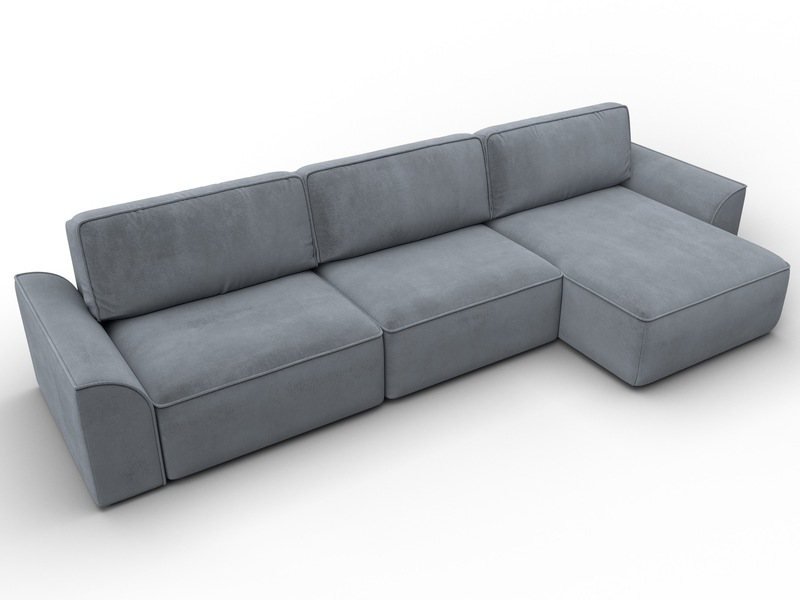 Диван угловой Лига-048 НПБ лонг, Велюр, TOWER 10 серый